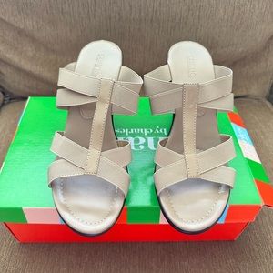 Charles David Camel Elastic Platform Wedge Sandal